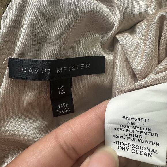 David Meister Black Lace One Shoulder Sequin Cocktail Dress Evening Formal Sz 12 - Picture 10 of 11